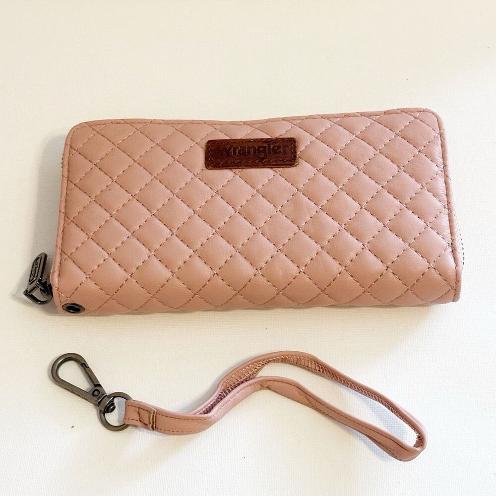 Wrangler Pink Zipped Around Wallet with RFID Protection Faux Leather NWT